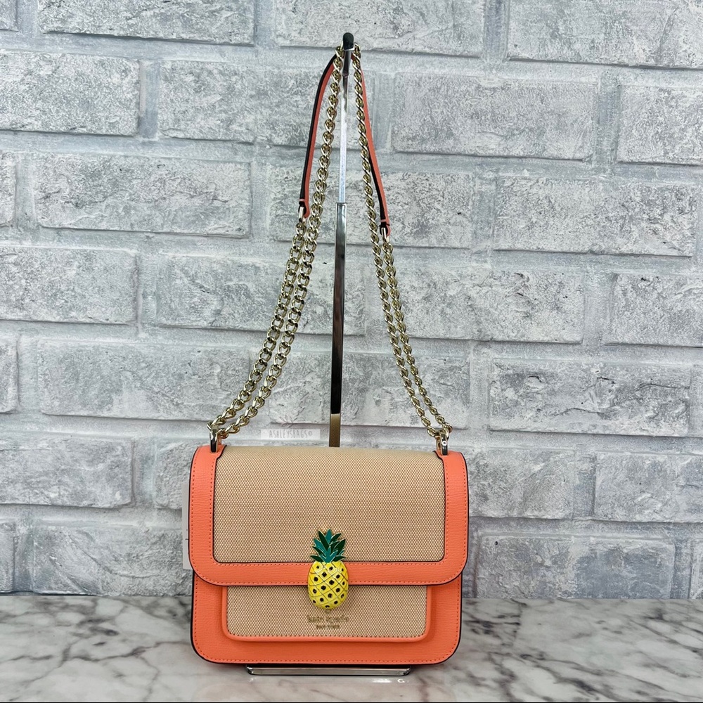 Kate Spade Melon Ball Pineapple Remi Flap Chain Crossbody Shoulder Bag - Picture 3 of 13